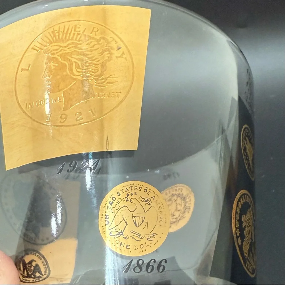 Vintage Mid Century Modern CERA Glass 22K Gold Coins of the World Ice Bucket